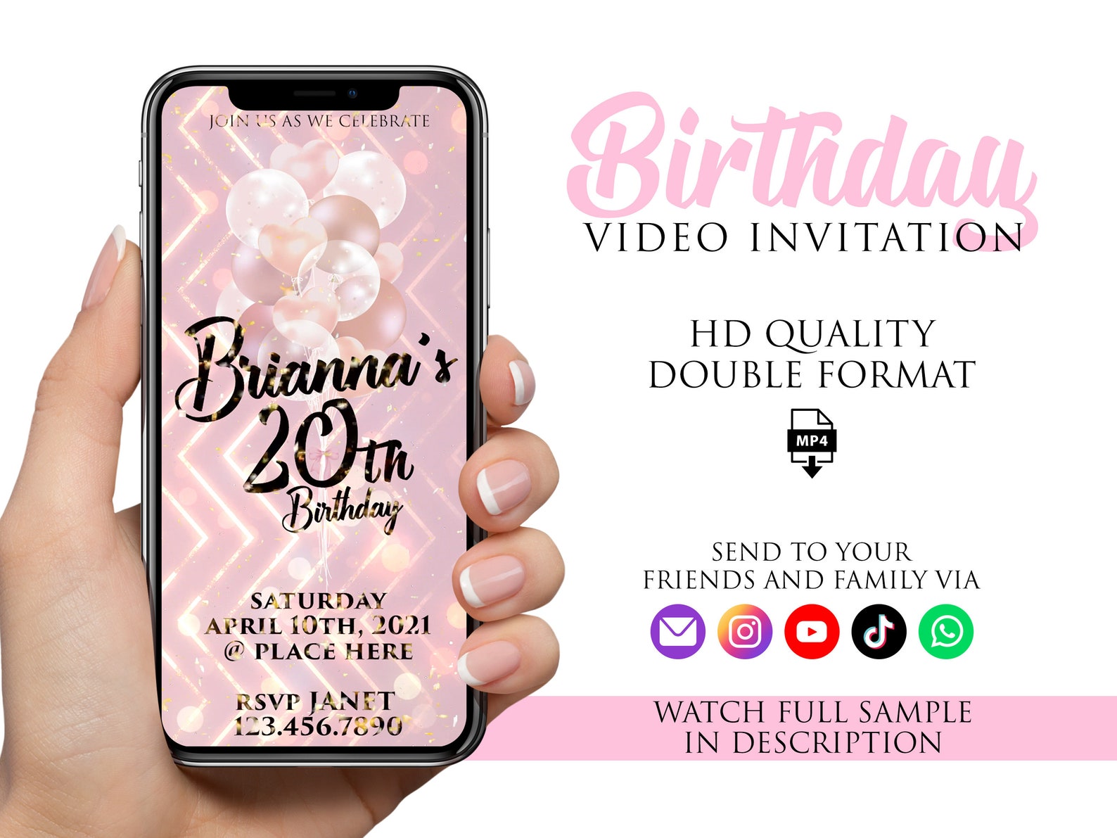 Animated Birthday Video Invitation Digital Invitation Etsy