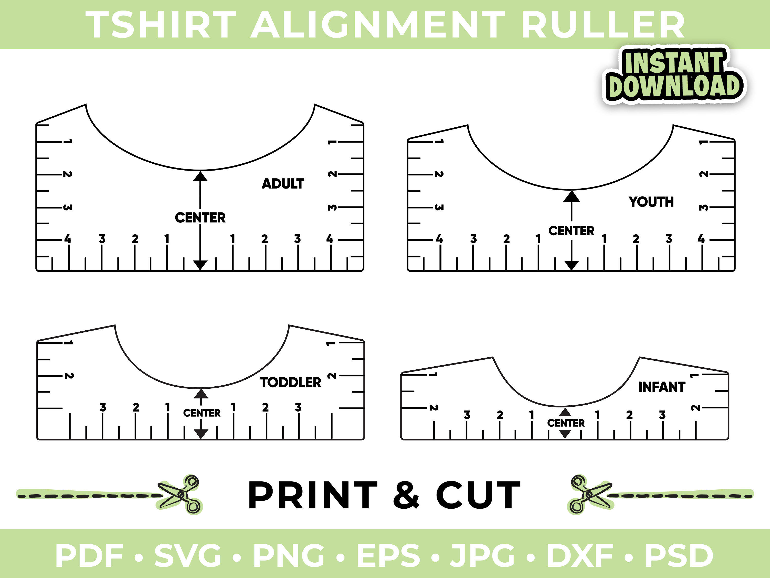 T Shirt Alignment Tool SVG, T-shirt Ruler Guide Printable, T-shirt