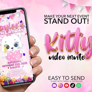 Kitty Invitation | Animated Birthday Video Invitation | Birthday Party Video Animated Invite