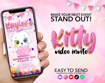 Kitty Invitation | Animated Birthday Video Invitation | Birthday Party Video Animated Invite
