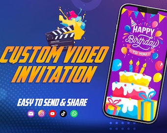 Custom Video Invitation | Animated Digital Invitation For Any Event |  Birthday Graduation