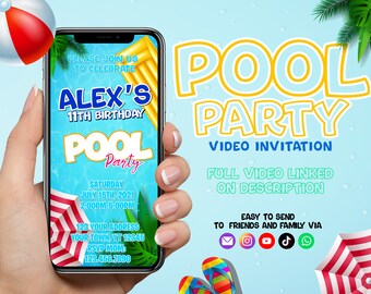 Pool Party Invitation | Animated Birthday Video Invitation | Digital Invitation