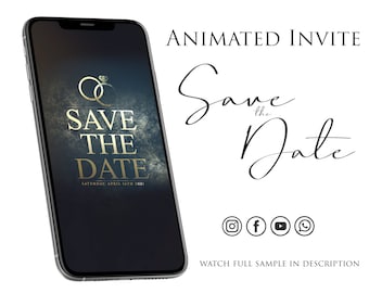 結婚式招待状ビデオアニメーション | 日付を保存 | 結婚式アニメーションカード、カスタム結婚式招待状