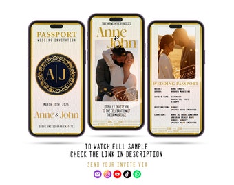 Passport Wedding Invitation Digital | Electronic Invitations | Destination Wedding Invitation