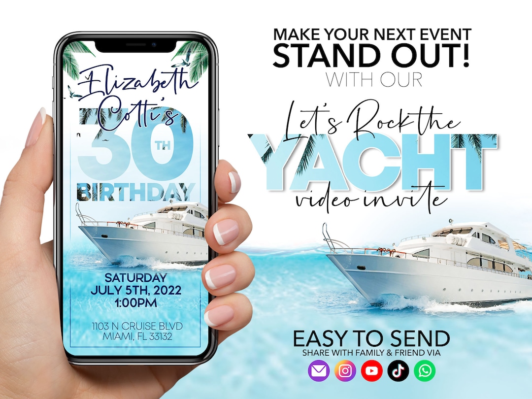 Yacht Party Invite Digital Birthday Invitation Rock the Boat Party