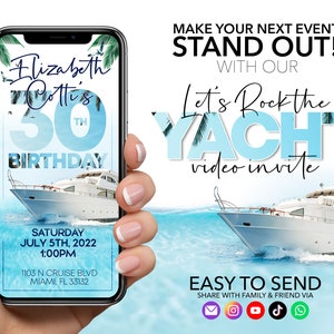 Yacht Party Invite Digital Birthday Invitation | Rock The Boat Party Invite
