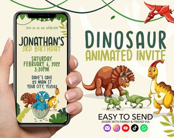 Kids Dinosaur Animated Video Invite | Birthday Video Invitation | Dinosaur Kid Invite