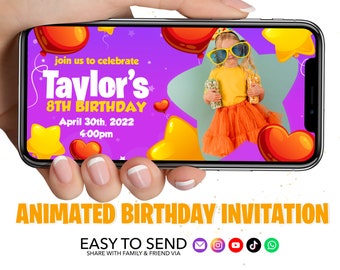 Colorful Birthday Invitation | Personalized Digital Birthday Invitation