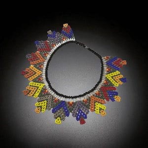 Handmade Beaded Statement Necklace – Colorful Tribal Boho Necklace – Ethnic Seed Bead Jewelry for Women
