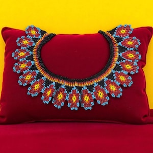 Colorful Beaded Necklace – Handmade Tribal Statement Collar, Boho Festival Jewelry