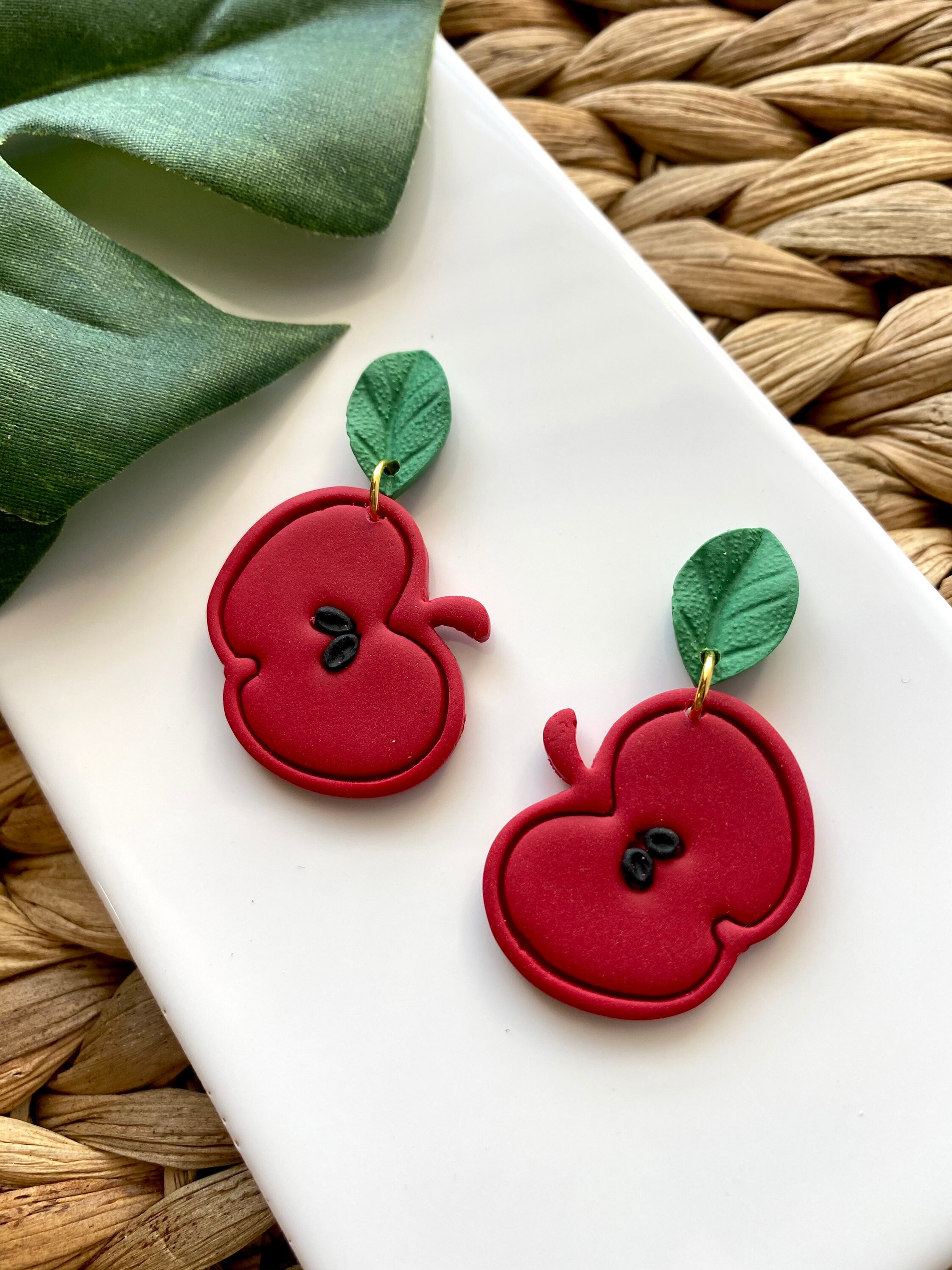 Fruit Polymer Clay Earrings Apple Clay Earrings Teacher Etsy