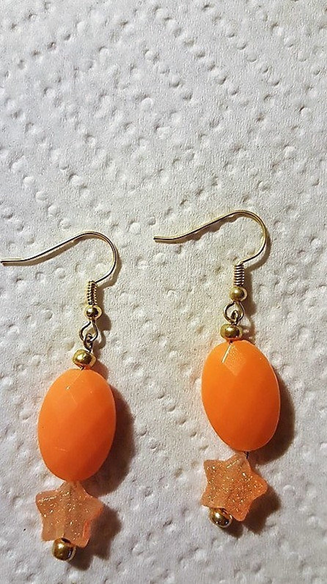 One of a kind hand made orange costume Jewelry set. necklace Etsy