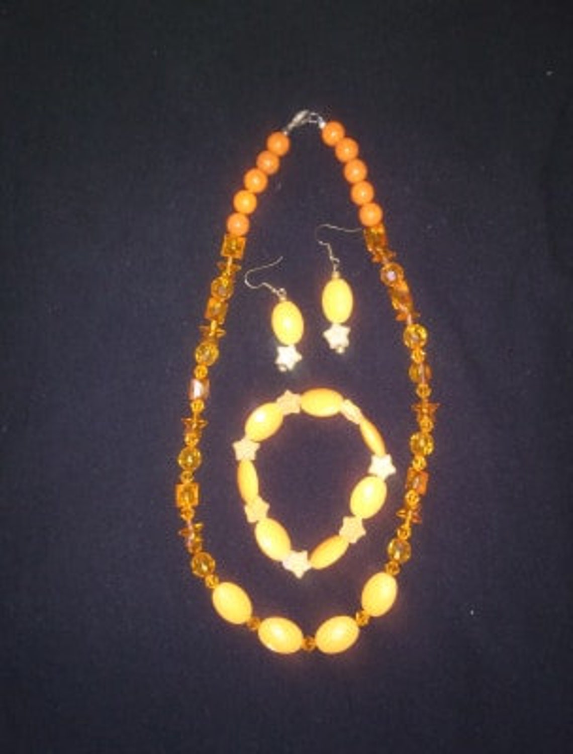 One of a kind hand made orange costume Jewelry set. necklace Etsy