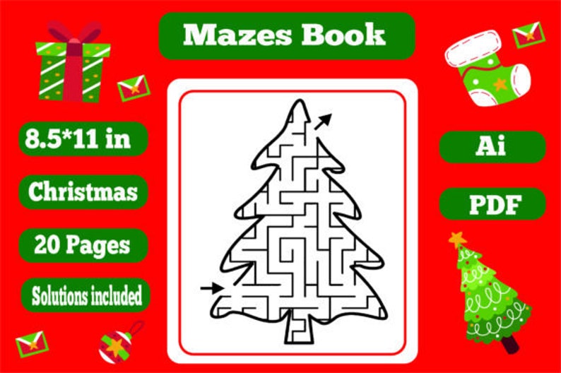 Download Christmas Mazes Book Kdp Interior Etsy