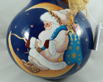 BEAUTIFUL STARBOUND SANTA is a hand painted gourd