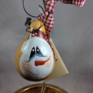 LITTLE HAPPY SNOWMAN with red hat, ornament