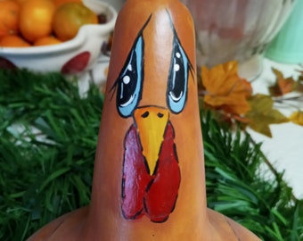 CHICKEN WITH CROW and sunflowers is a hand painted gourd