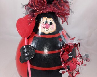 SWEET LADYBUG GOURD is a hand painted gourd