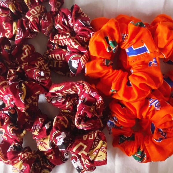 University of Florida and Florida State University SCRUNCHIES! Handmade and Perfect for Game Day! (FSU & UF)
