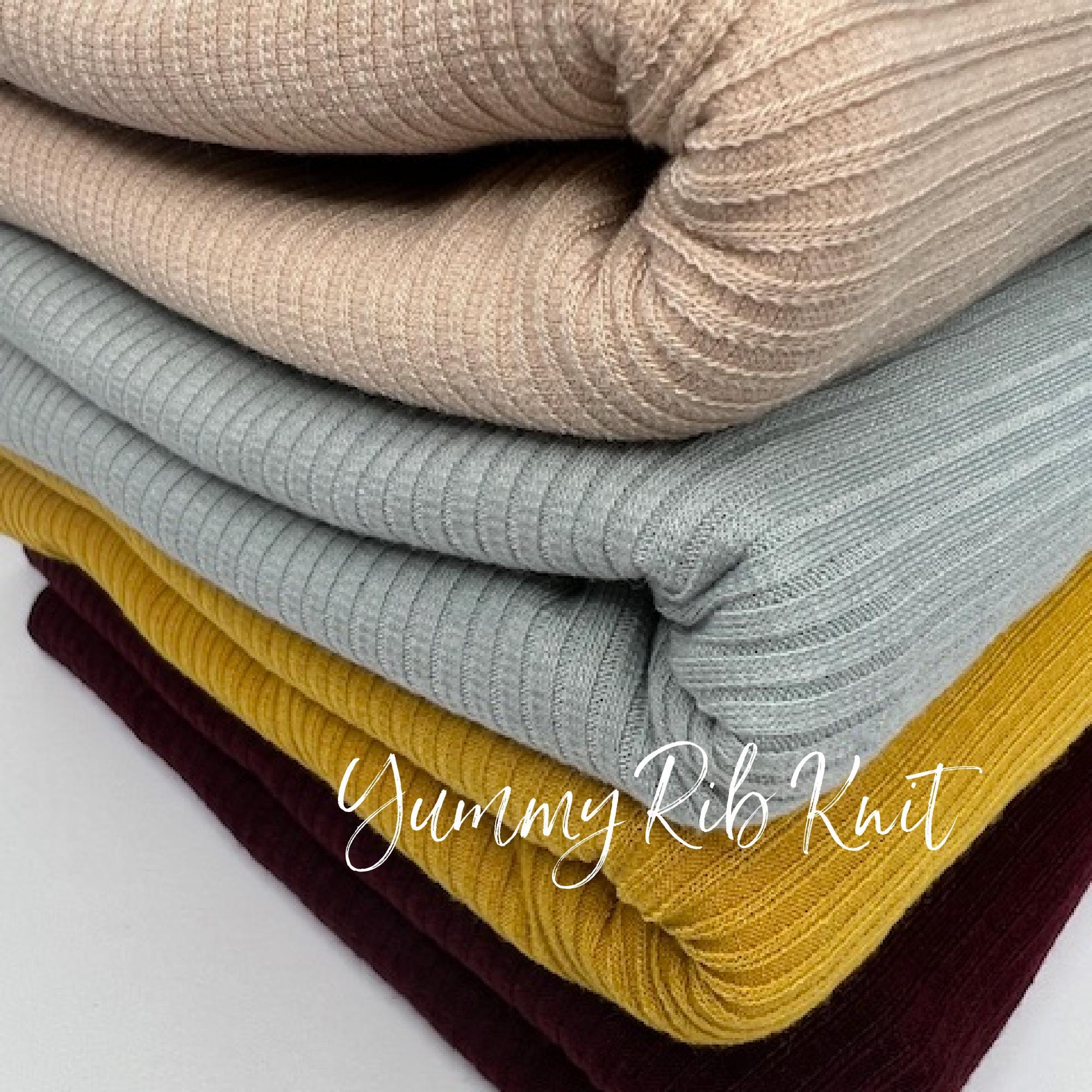 4x2 Rib Knit Fabric: Lightweight Stretchy Polyester Spandex Blend