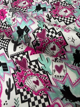 Neon Rodeo Cotton Fabric on 100% woven cotton fabric