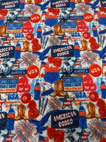 Americana Rodeo Bullet Fabric on bullet liverpool knit fabric