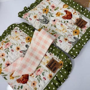 Handmade Quilted Bible Cover, Perfect Gift for the Holidays & More, Country Farmhouse Highland Chickens Bible Cover. image 8