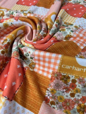 Boho Rustic DBP Fabric - Double Brushed Polyester with Flowers on double brushed poly fabric