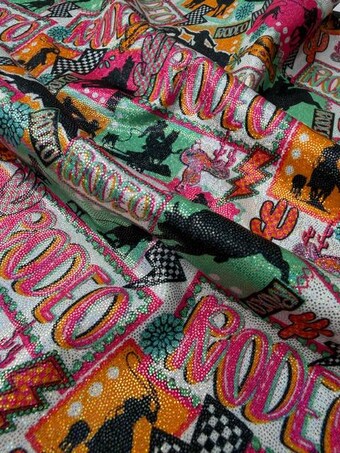 Neon Rodeo Holographic Spandex Fabric on other fabric
