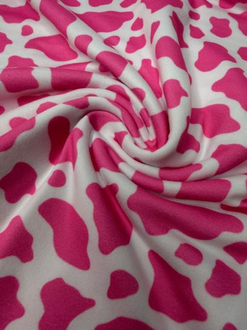 Mini Pink Cowhide DBP Fabric by the Yard on double brushed poly fabric