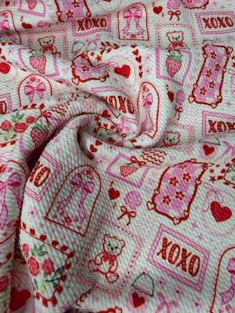 Valentine's Hearts on bullet liverpool knit fabric