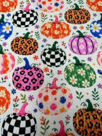 Retro Groovy Pumpkin DBP Fabric by the Yard on double brushed poly fabric