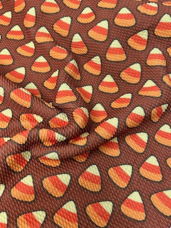 Candy Corn Bullet Knit Fabric - Soft Textured Knit for Halloween & Fall Apparel on bullet liverpool knit fabric