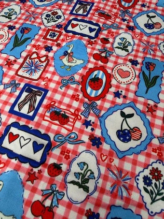 Americana Gingham Goose DBP Fabric on double brushed poly fabric