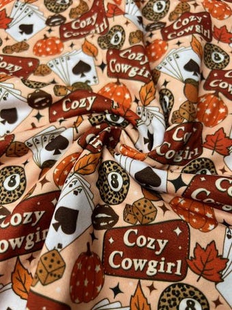 Cozy Cowgirl DBP Fabric on double brushed poly fabric