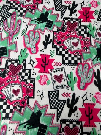 Neon Western DBP Fabric on double brushed poly fabric