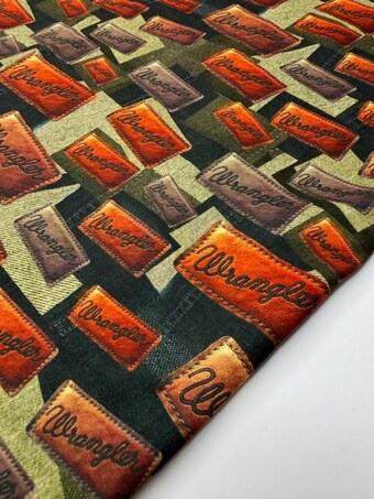 Western Jeans Leather Patch DBP Fabric on double brushed poly fabric