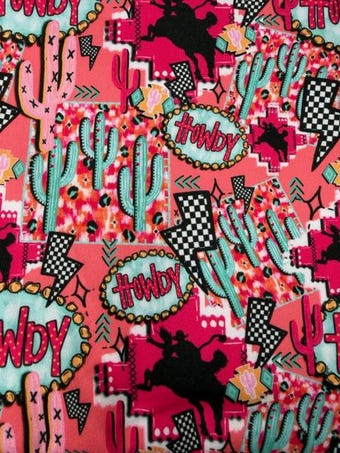 Pink Western DBP Knit Fabric on double brushed poly fabric