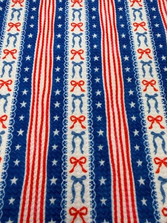 Americana Coquette Bullet Fabric on bullet liverpool knit fabric