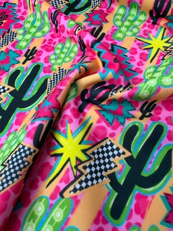Neon Western Swim Spandex Fabric by the Yard on swim fabric