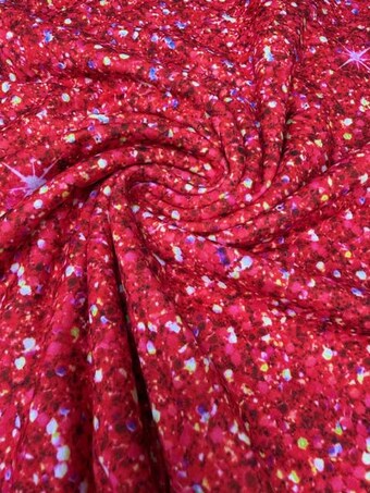Brilliant Red Faux Glitter DBP Fabric by the Yard on double brushed poly fabric