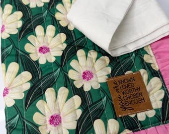 Handmade Quilted Bible Cover, Perfect Gift for the Holidays & More, Floral Bible Cover, In Stock Covers with and without ruffle-10x7x1.5"