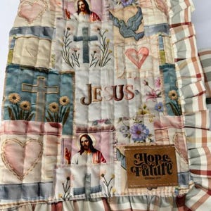 Handmade Jesus Quilted Bible Cover, Perfect Gift for the Holidays & More, Rustic Elegance Holiday Bible Custom Bible Cover
