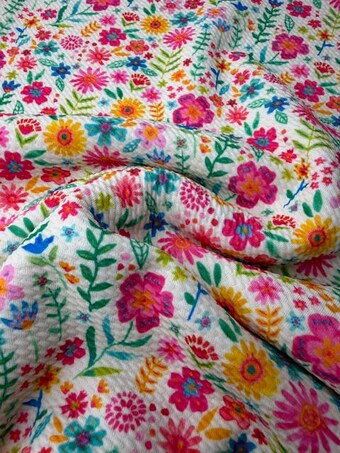 Watercolor Wildflower Garden Bullet Fabric on bullet liverpool knit fabric