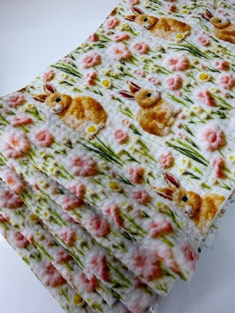Vintage Floral Bunny Bullet Fabric Bow Strip on bullet liverpool knit fabric