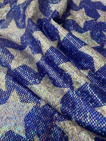 Holographic Star Glass Spandex Fabric on swim fabric
