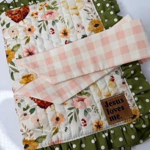 Handmade Quilted Bible Cover, Perfect Gift for the Holidays & More, Country Farmhouse Highland Chickens Bible Cover. image 9