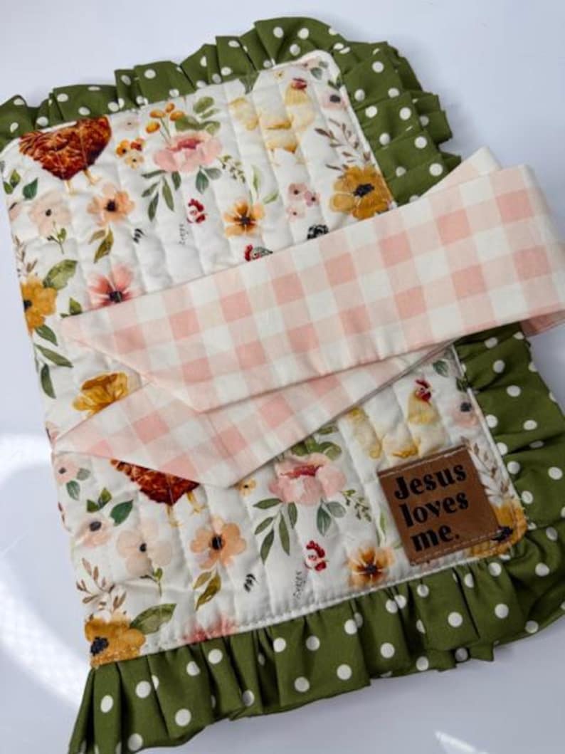 Handmade Quilted Bible Cover, Perfect Gift for the Holidays & More, Country Farmhouse Highland Chickens Bible Cover. image 9