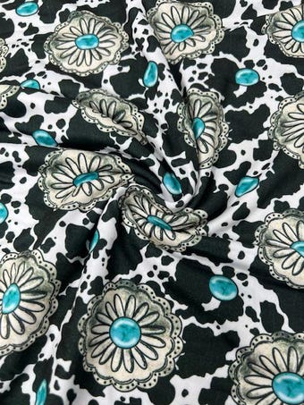 Cowhide Concho DBP Fabric: Western Style Soft Knit - 58" Wide on double brushed poly fabric
