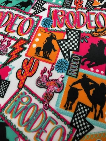 Retro Rodeo Swim Spandex Fabric on swim fabric